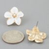 Marble Stone Flower Stud Earrings - 0.8" Floral Studs