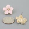 Marble Stone Flower Stud Earrings - 0.8" Floral Studs