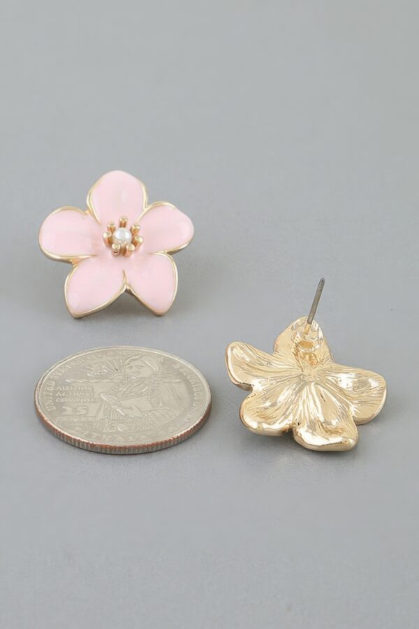 Marble Stone Flower Stud Earrings - 0.8" Floral Studs