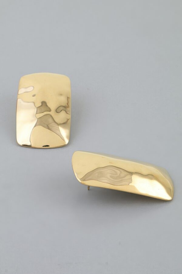 Hammered Rectangular Frame Stud Earrings