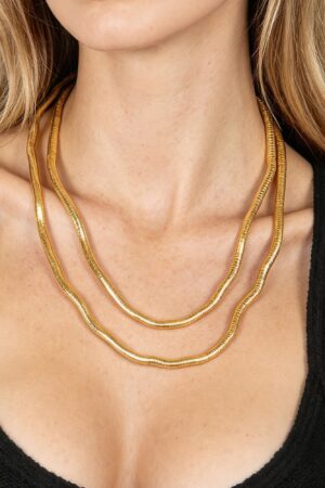 Polished Tube Chain Layered Statement Necklace