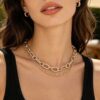 Double-Row Polished Link Choker Necklace