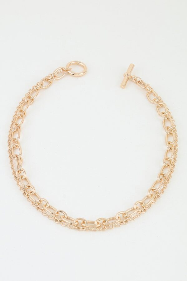 Double-Row Polished Link Choker Necklace