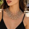 Layered Polished Oval-Link Choker Necklace