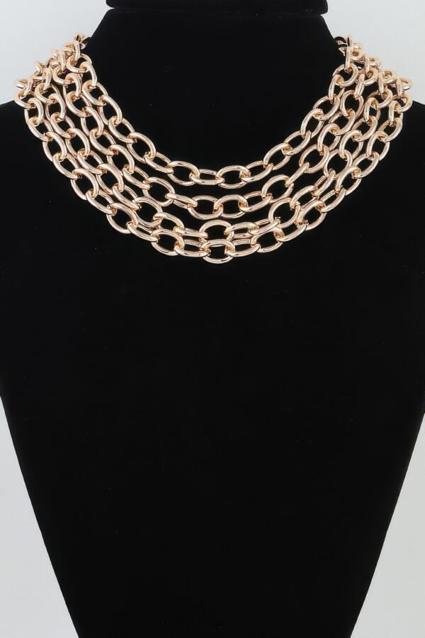 Layered Polished Oval-Link Choker Necklace