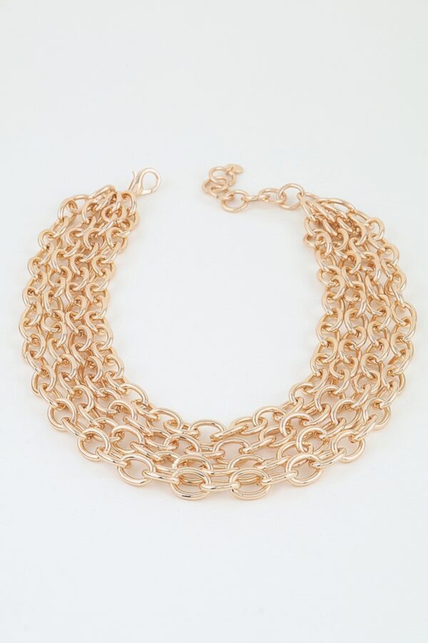 Layered Polished Oval-Link Choker Necklace