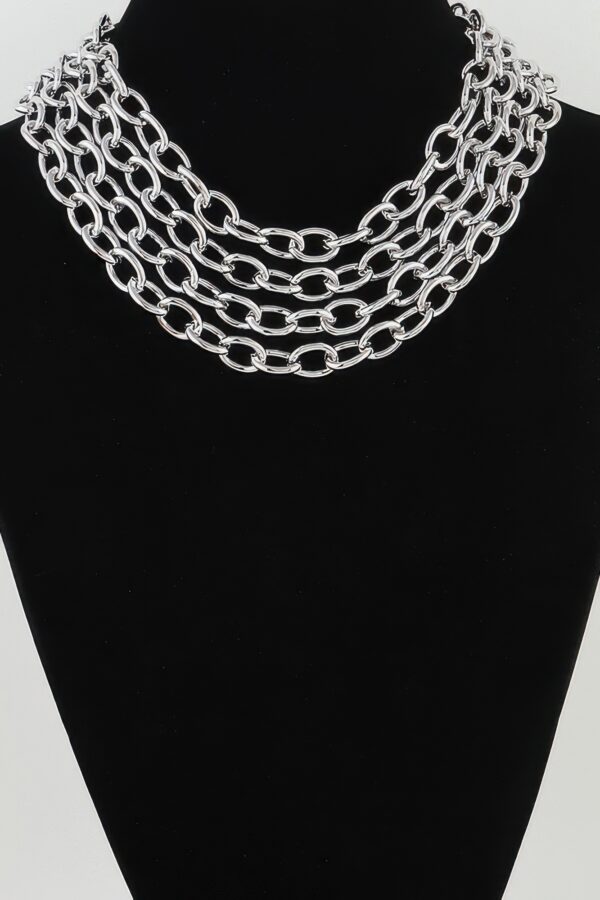Layered Polished Oval-Link Choker Necklace