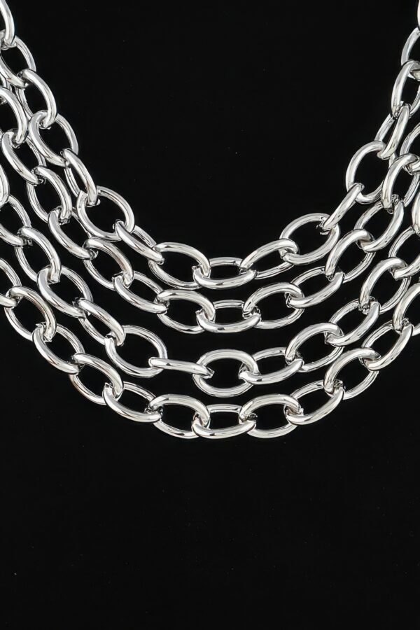 Layered Polished Oval-Link Choker Necklace