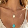 Double Pendant Drop Necklace – Organic Layered 16″