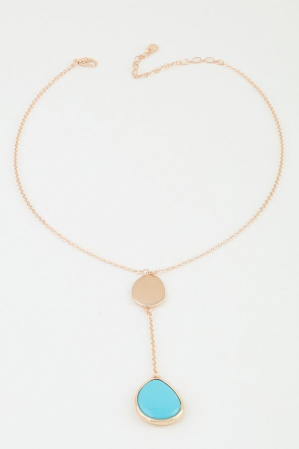 Double Pendant Drop Necklace - Organic Layered 16"