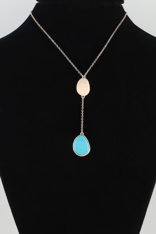 Double Pendant Drop Necklace - Organic Layered 16"
