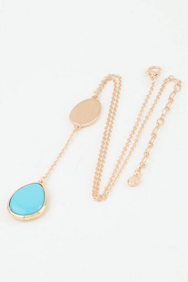 Double Pendant Drop Necklace - Organic Layered 16"