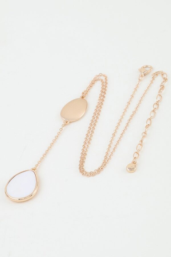 Double Pendant Drop Necklace - Organic Layered 16"