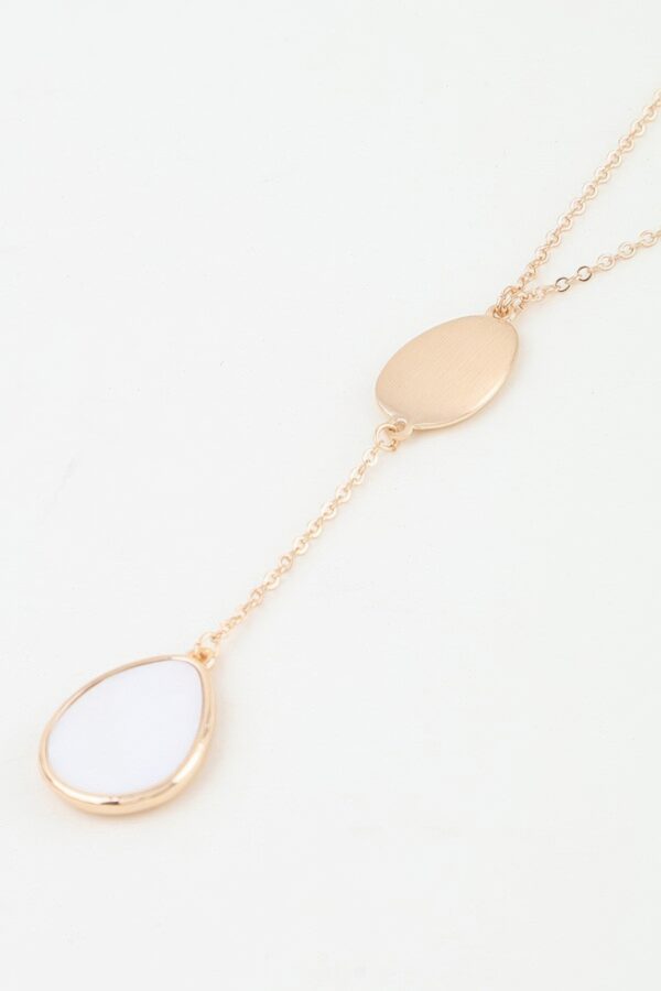 Double Pendant Drop Necklace - Organic Layered 16"