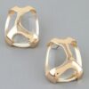 Transparent Stone Drop Earrings with Polished Geometric Frame
