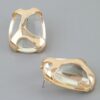 Transparent Stone Drop Earrings with Polished Geometric Frame