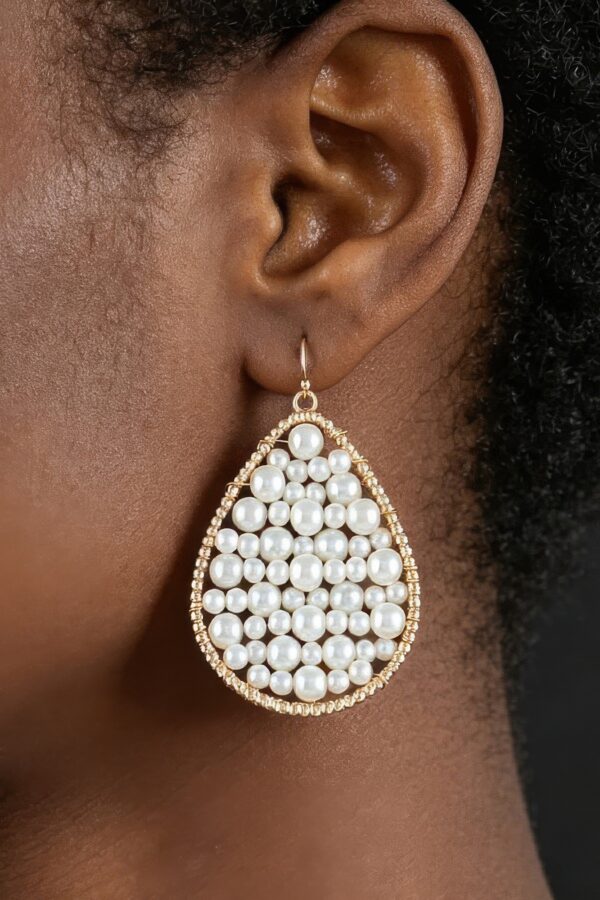 Teardrop Pearl Drop Earrings - Faux Pearl Detail