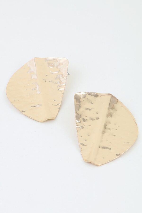 Hammered Leaf Stud Earrings – Oversized Organic Shape