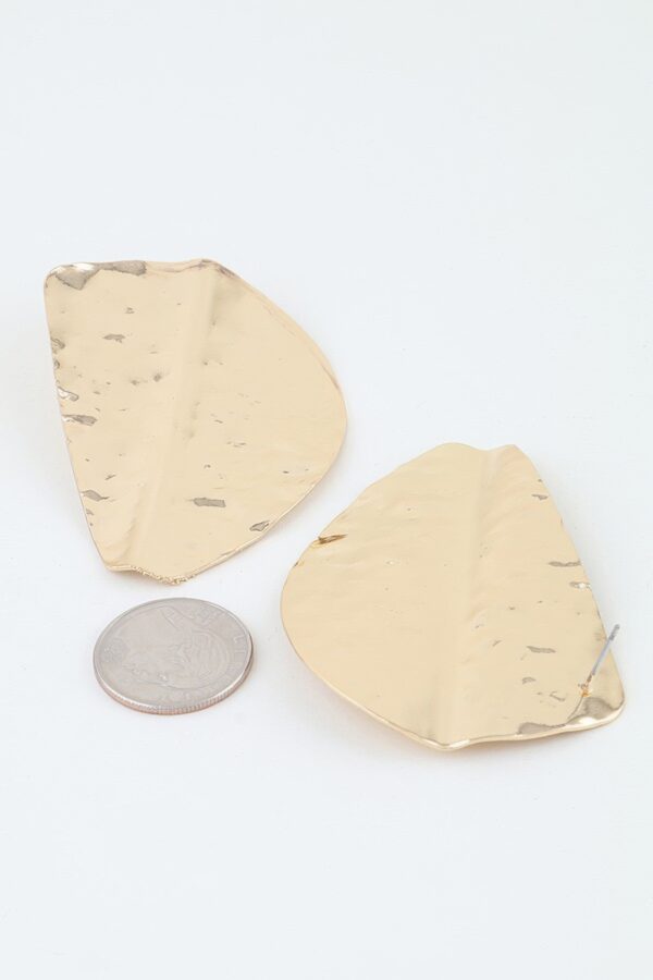 Hammered Leaf Stud Earrings - Oversized Organic Shape