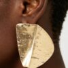Hammered Leaf Stud Earrings - Oversized Organic Shape