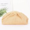 Faux Straw Pearl Clutch with Detachable Chain Strap