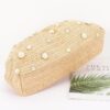 Faux Straw Pearl Clutch with Detachable Chain Strap