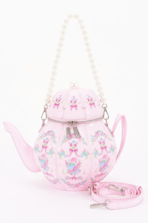 Teapot-Shaped Novelty Bag with Pearl Handle