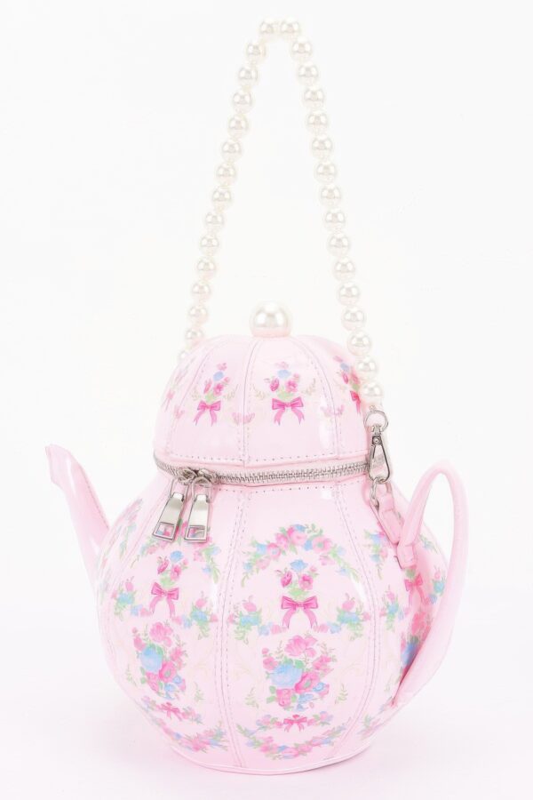 Teapot-Shaped Novelty Bag with Pearl Handle