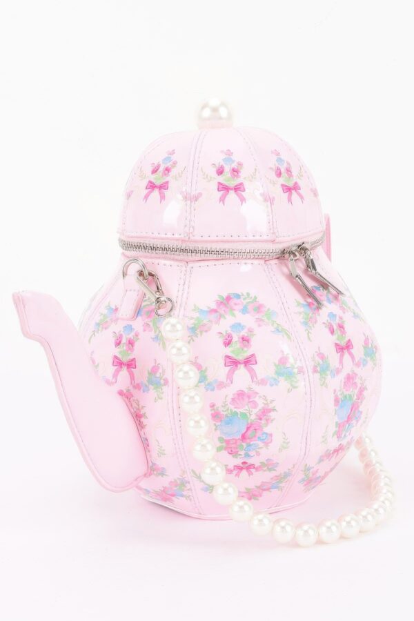 Teapot-Shaped Novelty Bag with Pearl Handle