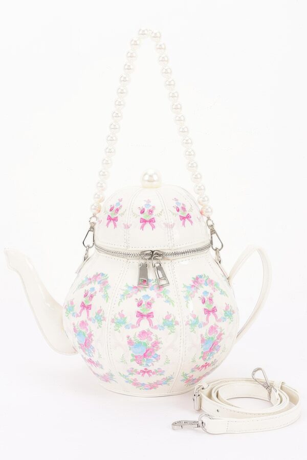 Teapot-Shaped Novelty Bag with Pearl Handle