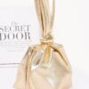 Faux Leather Wrist Bag with Gathered Silhouette