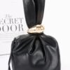 Faux Leather Wrist Bag with Gathered Silhouette