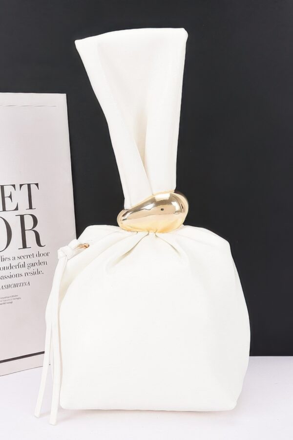 Faux Leather Wrist Bag with Gathered Silhouette