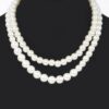 Faux Pearl Double-Layer Necklace & Earring Set