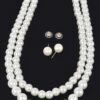 Faux Pearl Double-Layer Necklace & Earring Set