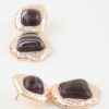 Hammered Metal Marble Stone Drop Earrings
