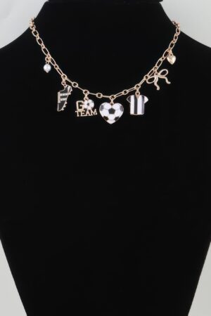 Varsity Soccer Charm Necklace with Pearl Accent