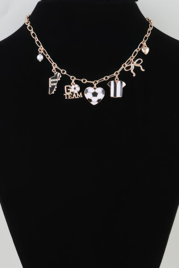 Varsity Soccer Charm Necklace with Pearl Accent