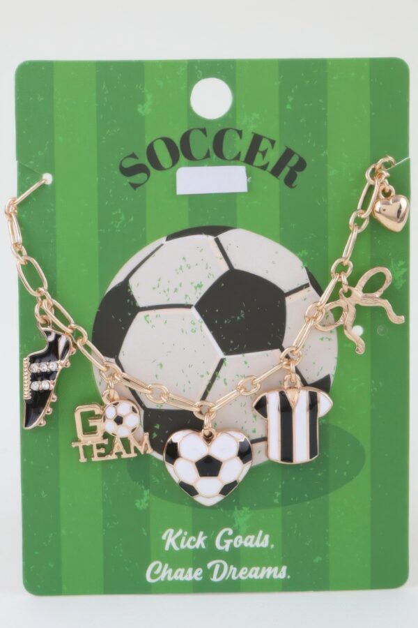 Varsity Soccer Charm Necklace with Pearl Accent