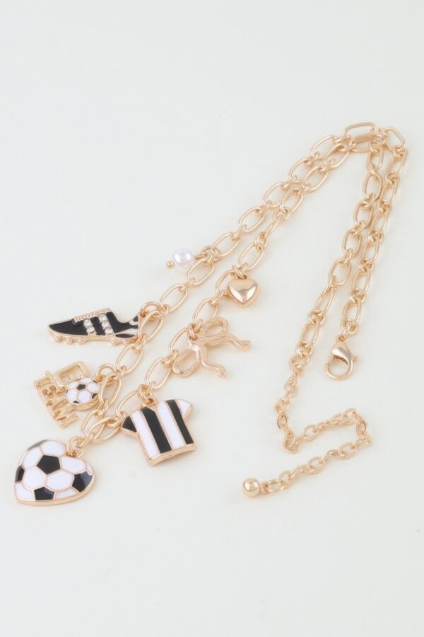 Varsity Soccer Charm Necklace with Pearl Accent
