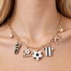 Varsity Soccer Charm Necklace with Pearl Accent