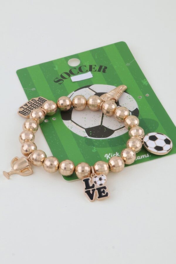 Soccer Charm Bracelet - Beaded Game Day Charms