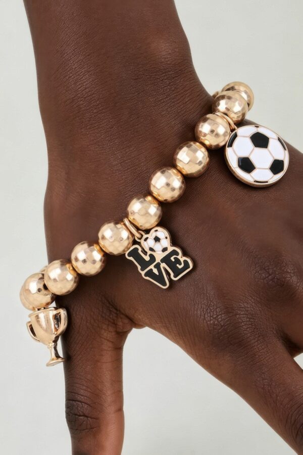 Soccer Charm Bracelet - Beaded Game Day Charms