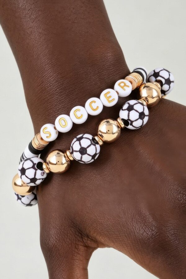Goal Getter Soccer Bracelet Set - Beaded Stretch Stack