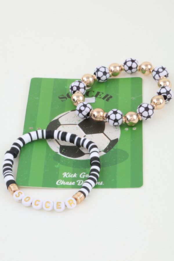 Goal Getter Soccer Bracelet Set - Beaded Stretch Stack