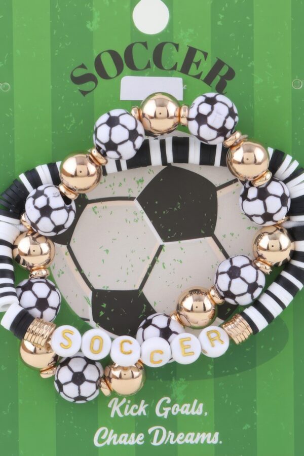 Goal Getter Soccer Bracelet Set - Beaded Stretch Stack