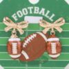 Game Day Coquette Football Earrings – Bow Stud Glitter Drop