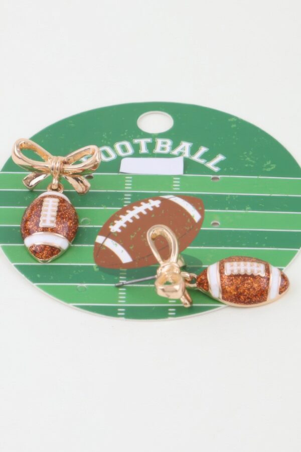 Game Day Coquette Football Earrings - Bow Stud Glitter Drop