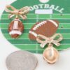Game Day Coquette Football Earrings - Bow Stud Glitter Drop
