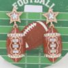 Football Drop Earrings with Star Studs and Crystals
